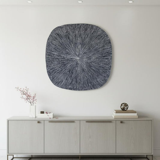 29" X 29" X 2" Gray, Sandstone, Ribbed, Square - Wall Decor