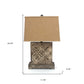 25" Distressed Brown Metal Bedside Lamp With Khaki Shade
