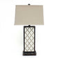 30" Distressed Bronze Metal Bedside Lamp With Beige Shade