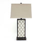 30" Distressed Bronze Metal Bedside Lamp With Beige Shade
