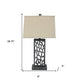 29" Distressed Black Metal Bedside Lamp With Beige Shade