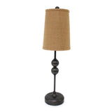 29" Bronze Bedside Lamp With Brown Shade