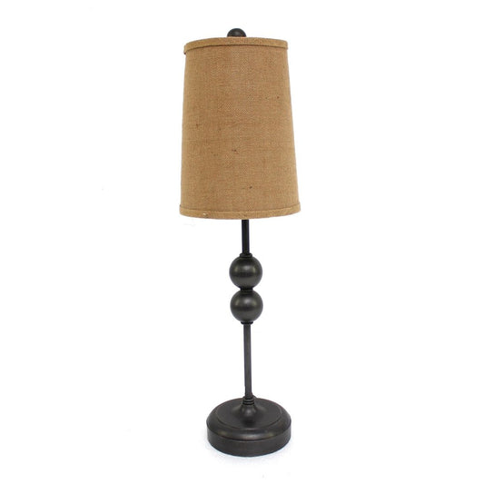 29" Bronze Bedside Lamp With Brown Shade