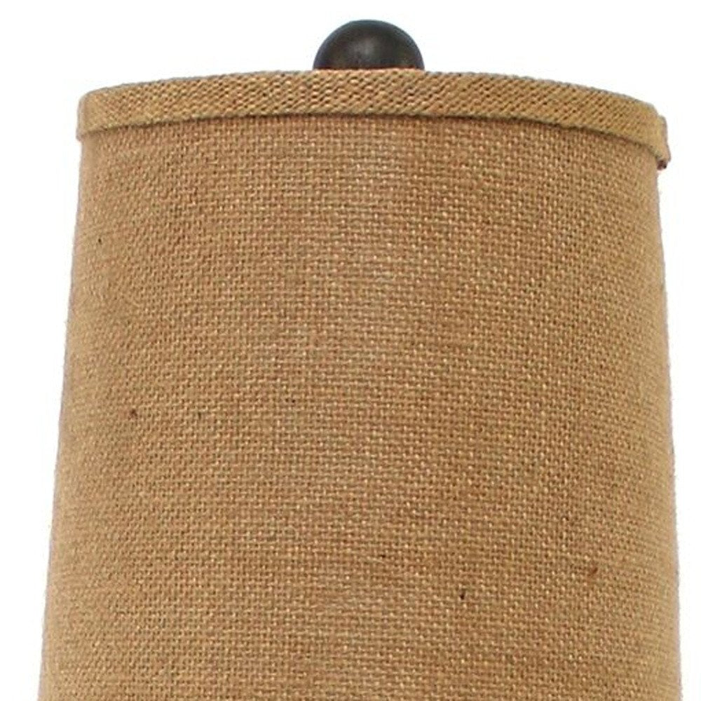 29" Bronze Bedside Lamp With Brown Shade