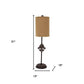 31" Black Fleur de Lis Metal Table Lamp With Natural Burlap Shade