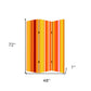 72" Orange And Yellow Canvas Folding Three Panel Screen Room Divider