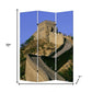 72" Blue Reversible China Cityscape Canvas Folding Three Panel Screen Room Divider