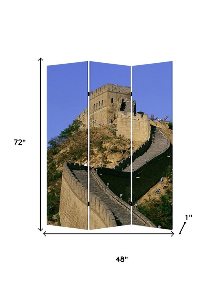 48" X 72" Multi Color Wood Canvas China  Screen
