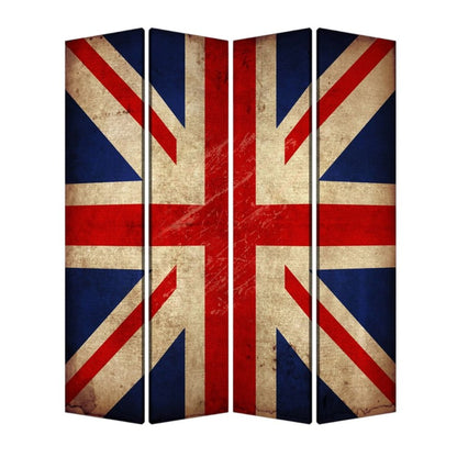 84 X 84 Multi Color Wood Canvas Union Jack  Screen