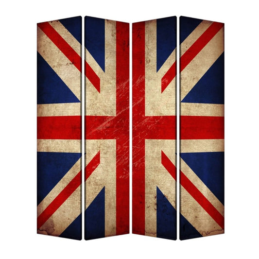 84 X 84 Multi Color Wood Canvas Union Jack  Screen
