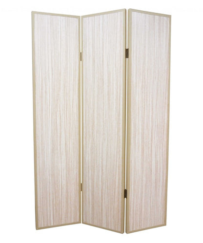 71" Beige Folding Three Panel Screen Room Divider