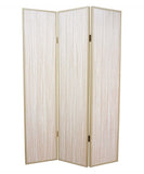 71" Beige Folding Three Panel Screen Room Divider
