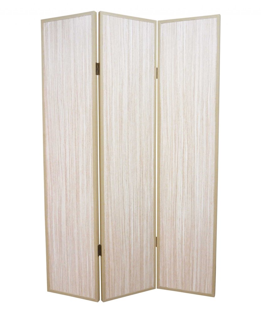 71" Beige Folding Three Panel Screen Room Divider