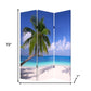 72" Blue And Green Canvas Folding Three Panel Screen Room Divider