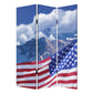 72" Red White And Blue American Flag Reversible Canvas Folding Three Panel Room Divider