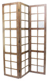 84" Brown Glass Folding Three Panel Screen Room Divider