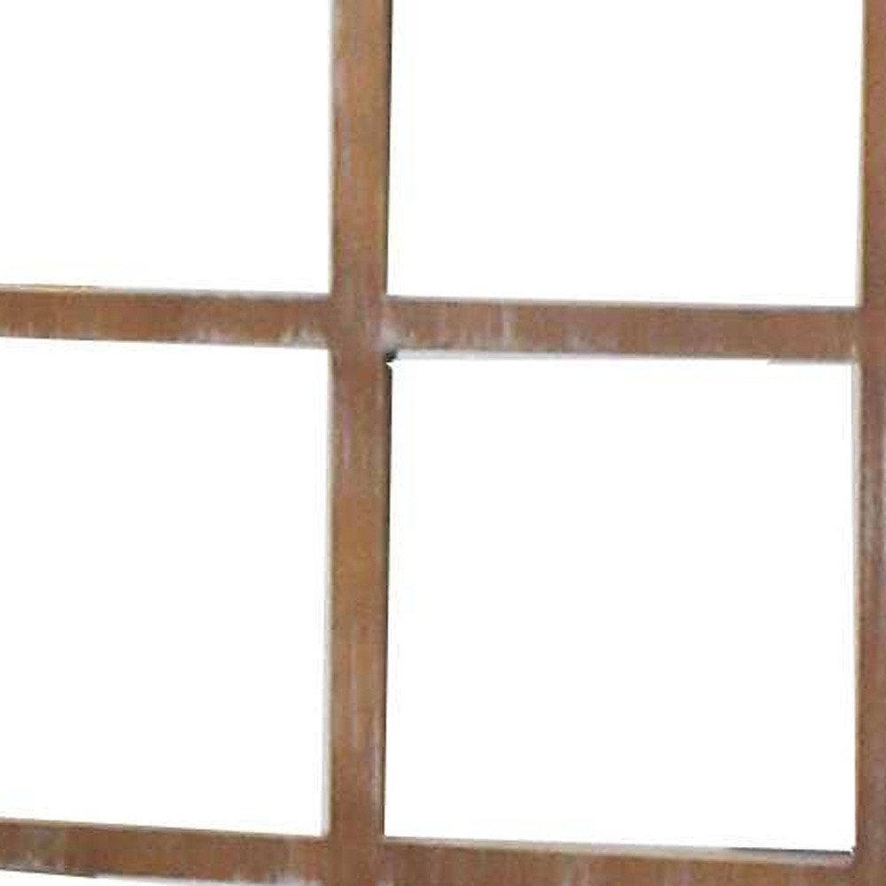 84" Brown Glass Folding Three Panel Screen Room Divider