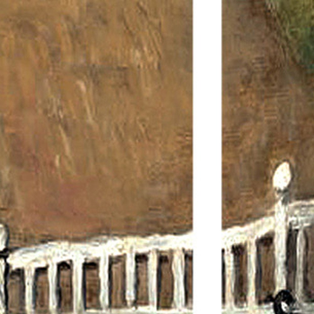 72" Beige Canvas Folding Three Panel Screen Room Divider