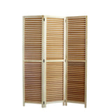 67" Natural Wood Folding Three Panel Screen Room Divider