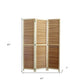 67" Natural Wood Folding Three Panel Screen Room Divider