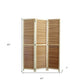 67" Natural Wood Folding Three Panel Screen Room Divider