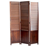 67" Brown Wood Folding Three Panel Screen Room Divider