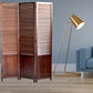 67" Brown Wood Folding Three Panel Screen Room Divider