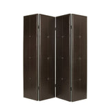 84" Brown Faux Leather Folding Four Panel Screen Room Divider