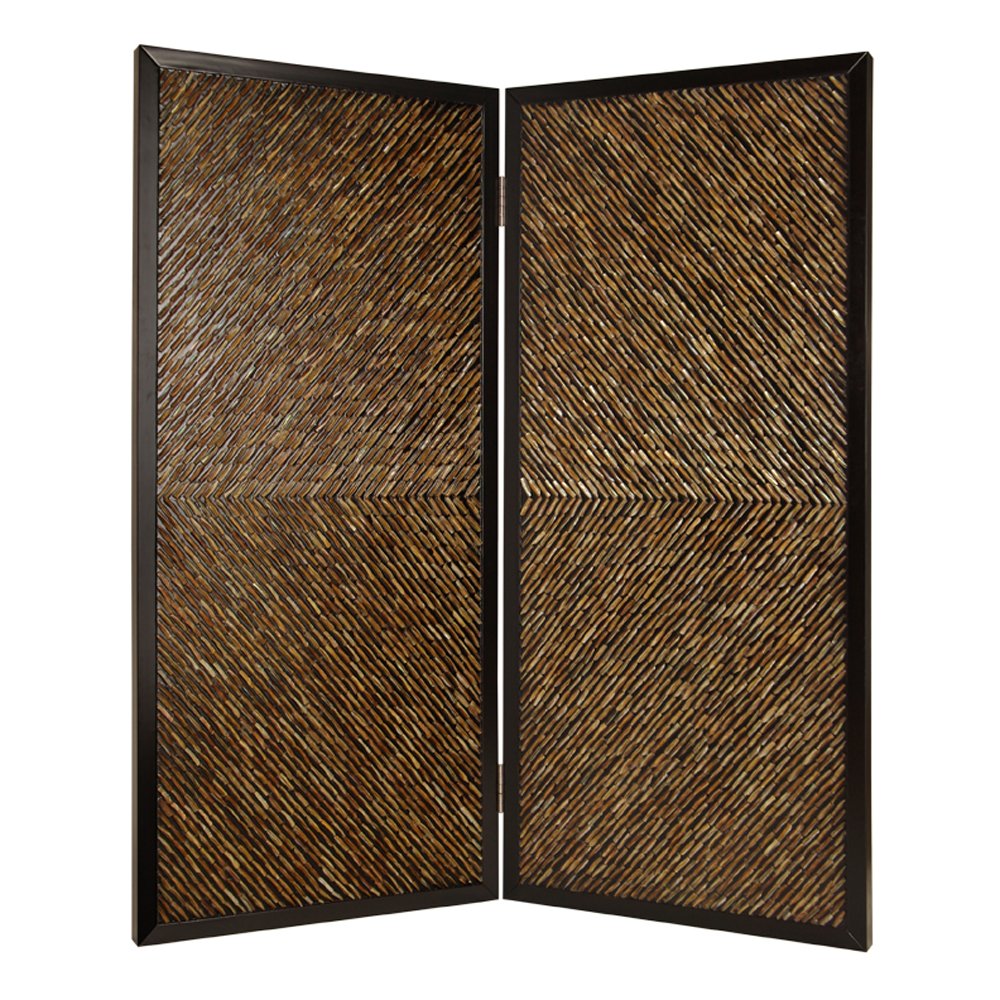 84" Brown Folding Two Panel Screen Room Divider
