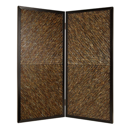 84" Brown Folding Two Panel Screen Room Divider