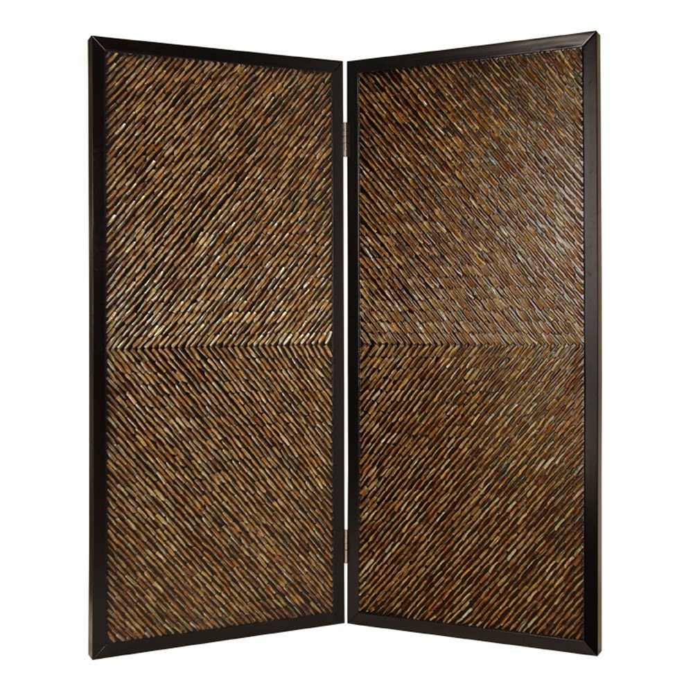 84" Brown Folding Two Panel Screen Room Divider
