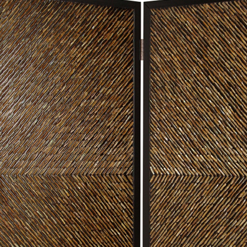 84" Brown Folding Two Panel Screen Room Divider