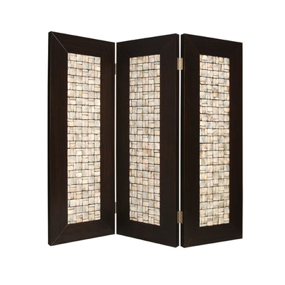 84" Brown Folding Three Panel Screen Room Divider
