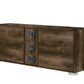 66" Brown Wood Three Drawer Double Dresser