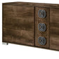 66" Brown Wood Three Drawer Double Dresser