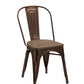 Set of Four Brown Upholstered Slat Back Dining Side Chairs