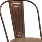 Set of Four Brown Upholstered Slat Back Dining Side Chairs