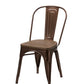 Set of Four Brown Upholstered Slat Back Dining Side Chairs