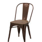 Set of Four Brown Upholstered Slat Back Dining Side Chairs