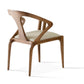 White and Brown Upholstered Faux Leather Curved Back Dining Arm Chair