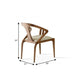 White and Brown Upholstered Faux Leather Curved Back Dining Arm Chair