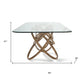 94" Clear And Natural Glass And Solid Wood Pedestal Base Dining Table