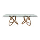 94" Clear And Natural Glass And Solid Wood Pedestal Base Dining Table