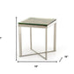 22" Silver and Brown Reclaimed Wood Glass and Steel Square End Table