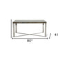 80" Clear And Silver Solid Wood And Stainless Steel Trestle Base Dining Table