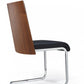 Set of Two Black and Silver Upholstered Faux Leather Dining Parsons Chairs