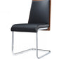 Set of Two Black and Silver Upholstered Faux Leather Dining Parsons Chairs