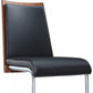 Set of Two Black and Silver Upholstered Faux Leather Dining Parsons Chairs