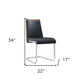 Set of Two Black and Silver Upholstered Faux Leather Dining Parsons Chairs