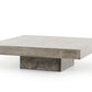 43" Gray and Dark Gray Concrete Square Block Coffee Table